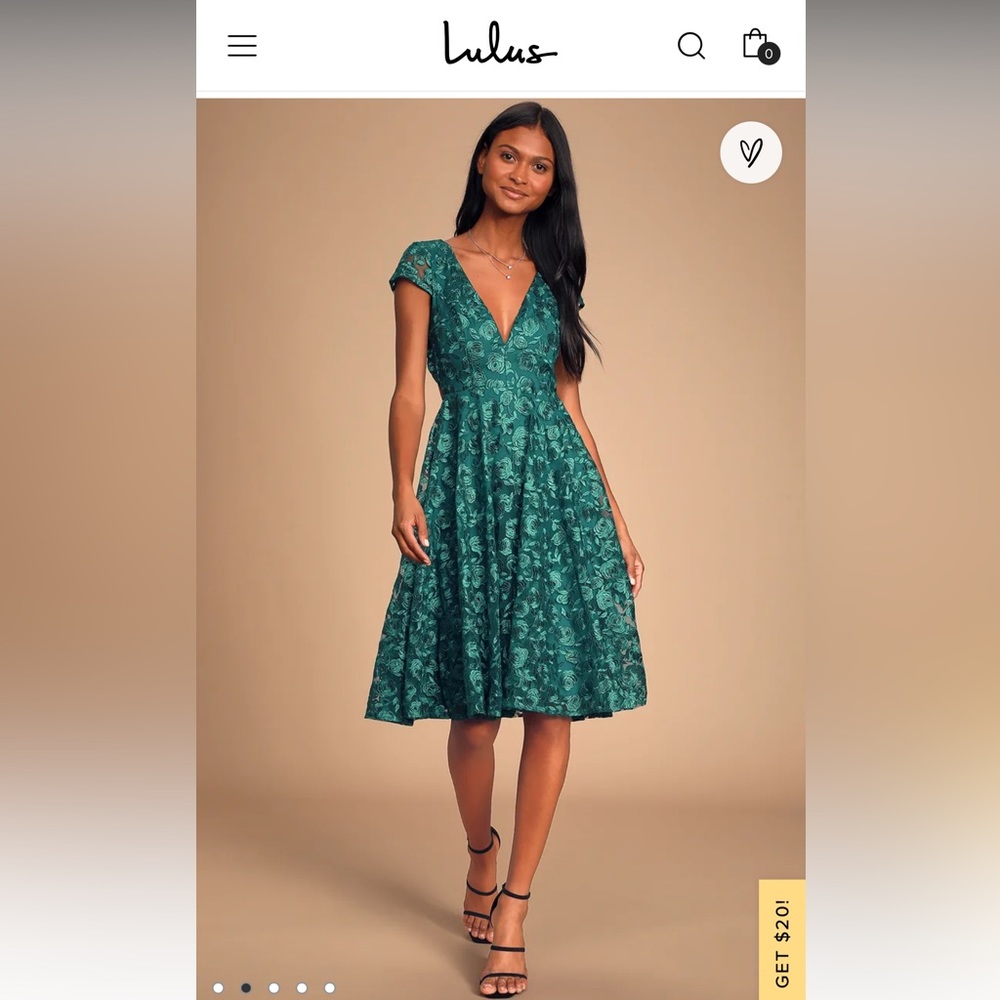 Lulus Green Floral Embroidered Green Midi Dress